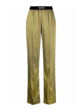 Tom Ford Olive Green Pants with Logo Waistband
